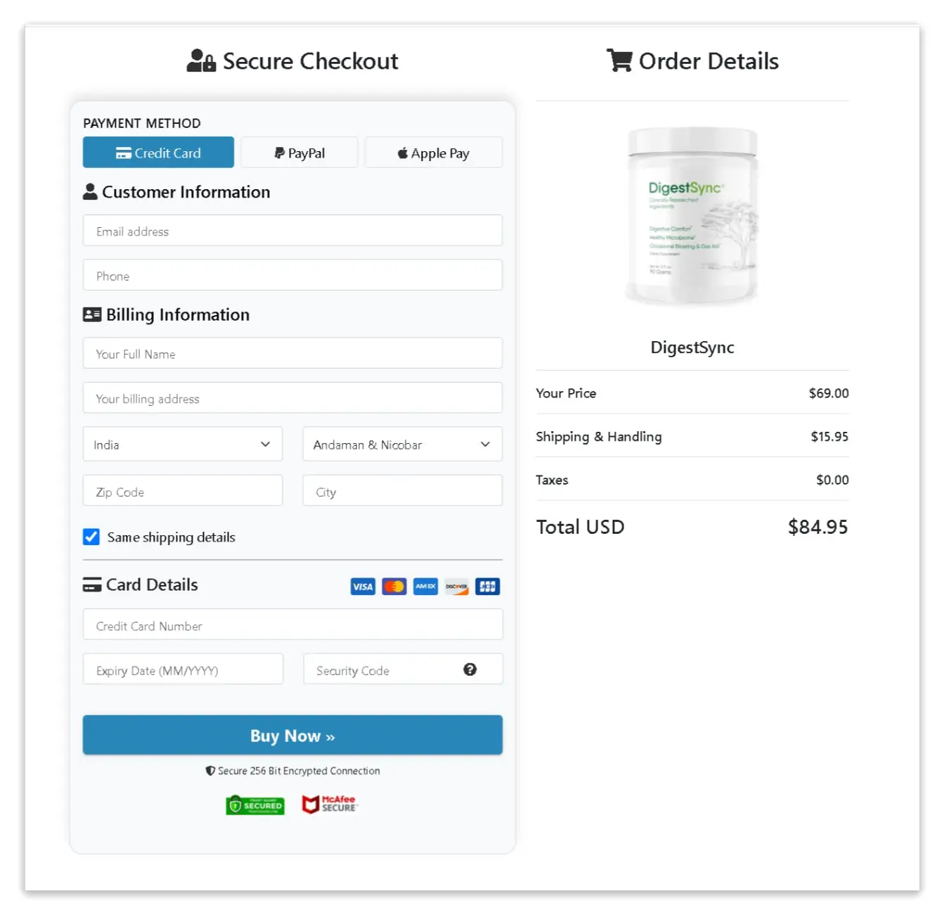 DigestSync Secure Checkout Page